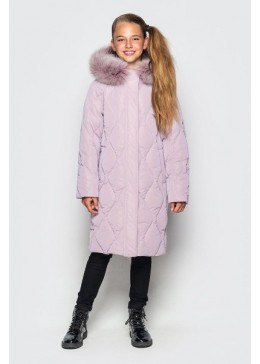 Cvetkov сиренево-пудровая зимняя удлиненная куртка для девочки Дебра